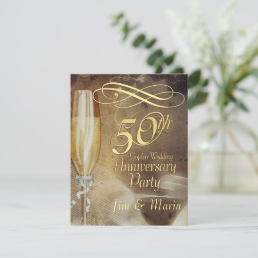 50e Jubileum-partij - RSVP-antwoordkaarten RSVP Kaartje (Staand voorkant)