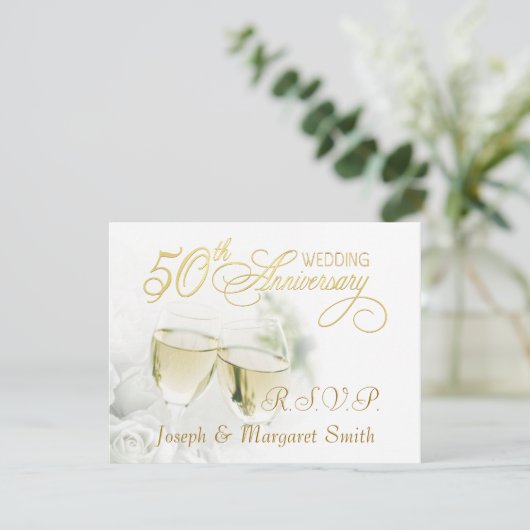 50e Jubileum-partij - RSVP-antwoordkaarten RSVP Kaartje (Staand voorkant)