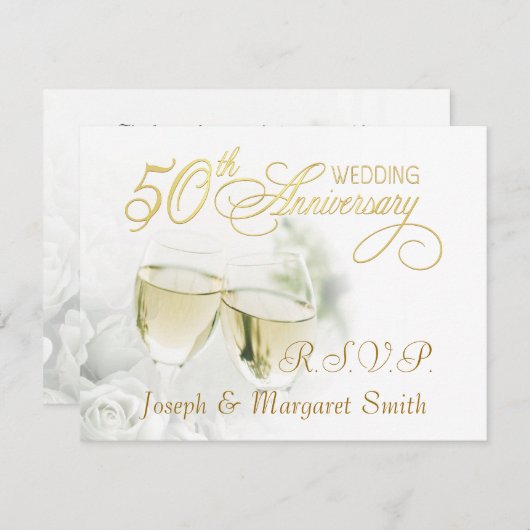 50e Jubileum-partij - RSVP-antwoordkaarten RSVP Kaartje (Voorkant / Achterkant)