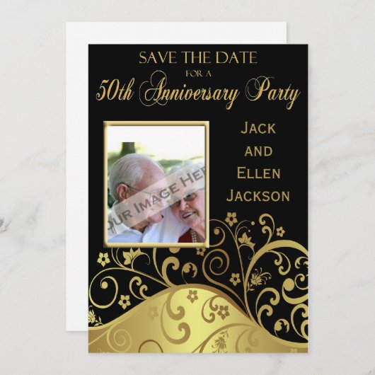 50e Jubileum Partij sparen de Datum met Foto Save The Date (Voorkant / Achterkant)