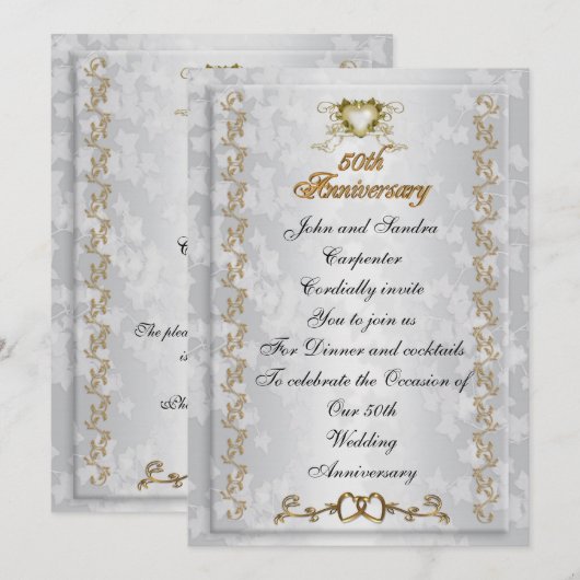 50e Jubileum partijenuitnodiging Victoriaans engel Kaart (Voorkant / Achterkant)