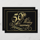 50e Jubileum partijuitnodiging - Formeel goud Kaart (Voorkant / Achterkant)