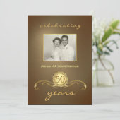 50e Jubileum partijuitnodiging - goud Kaart (Staand voorkant)