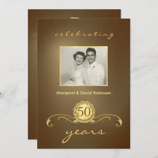 50e Jubileum partijuitnodiging -  goud Kaart (Voorkant / Achterkant)