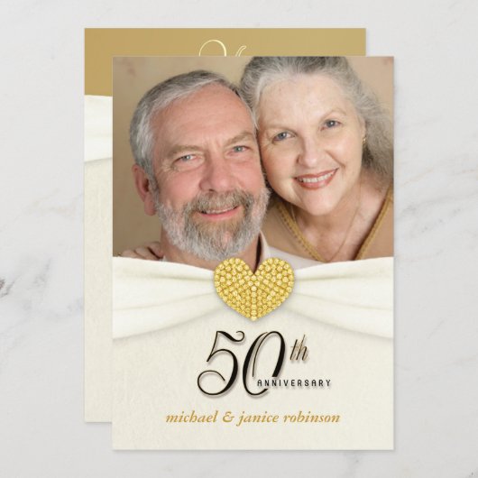 50e Jubileum partijuitnodiging - Klassiek verhaal Kaart (Voorkant / Achterkant)