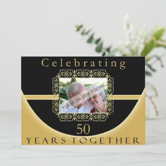 50e Jubileum partijuitnodiging met foto Kaart (Staand voorkant)