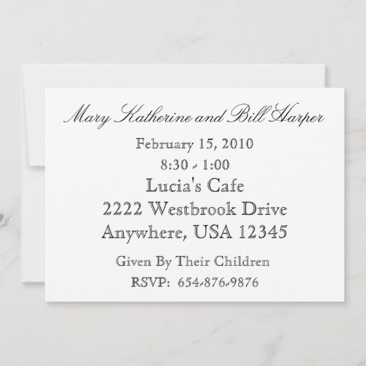 50e Jubileum partijuitnodiging met foto Kaart (Achterkant)