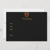 50e Jubileum party Black Gold Red Heart Kaart (Achterkant)