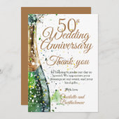 50e Jubileum Party Bubble Bottle Bedankkaart (Voorkant / Achterkant)