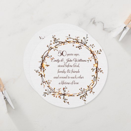 50e Jubileum Party Gloeiende Autumn Berry Krans Kaart (Voorkant / Achterkant in situ)