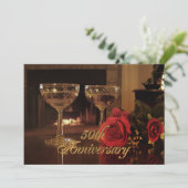 50e Jubileum Party Uitnodiging rozen wijn (Staand voorkant)