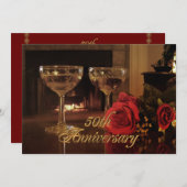 50e Jubileum Party Uitnodiging rozen wijn (Voorkant / Achterkant)