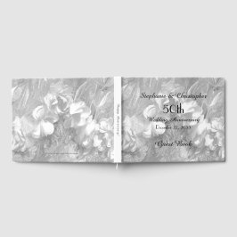 50e Jubileum Party White Flowers and Lace Gastenboek