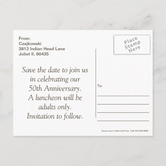 50e Jubileum Post Kaart Opslaan datums (Achterkant)