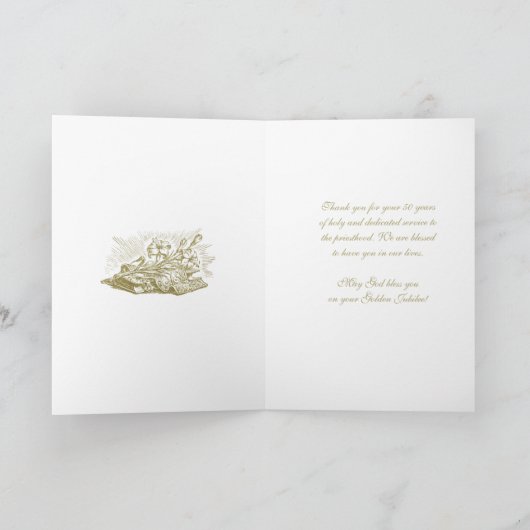 50e Jubileum Priest Elegant Chalice Floral Kaart (Binnen)