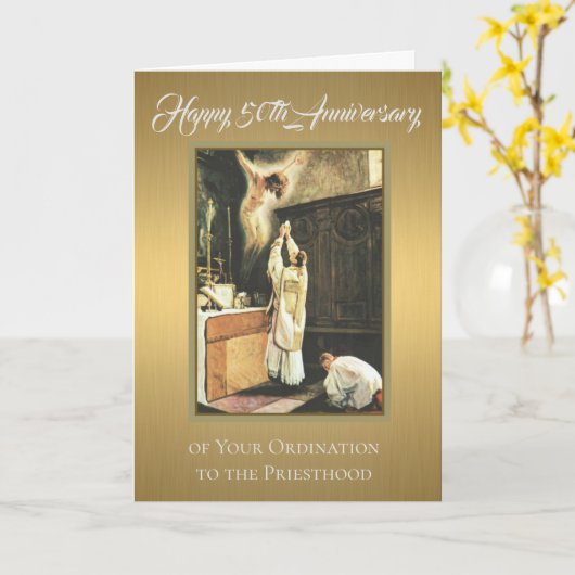 50e Jubileum priesterwijding op het altaar Kaart (Gele Bloem)