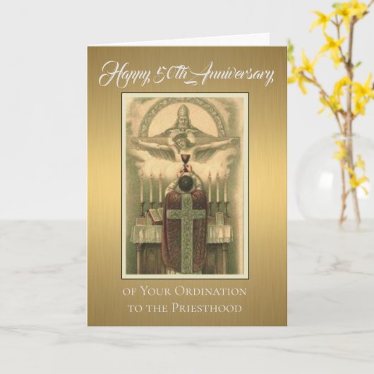 50e Jubileum priesterwijding op het altaar Kaart (Gele Bloem)