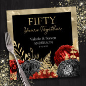 50e Jubileum Red Black Gold Floral Servet