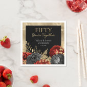 50e Jubileum Red Black Gold Floral Servet (Insitu)