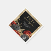 50e Jubileum Red Black Gold Floral Servet (Hoek)