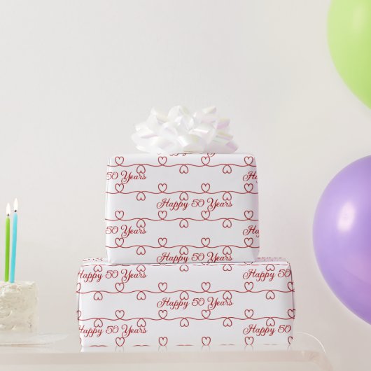 50e Jubileum Red Hearts Cadeaupapier (Feestgeschenken)