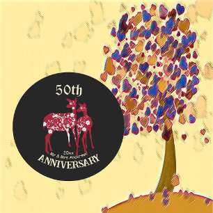50e Jubileum rendieren paar decoratieve kunst Ronde Sticker