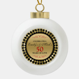50e Jubileum - Rode gouden diamanten zwemmen Keramische Bal Ornament