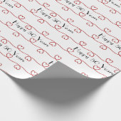 50e Jubileum rode harten op wit Cadeaupapier (Hoek)