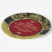 50e Jubileum Rood goud en zwart Papieren Bordje (Gekanteld)