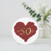 50e Jubileum Rood rozen Hart Elegant Kaart (Staand voorkant)