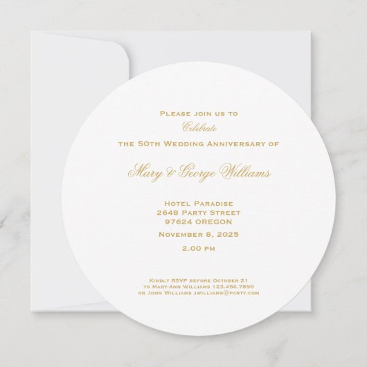 50e Jubileum Rood rozen Hart Elegant Kaart (Achterkant)