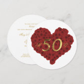 50e Jubileum Rood rozen Hart Elegant Kaart (Voorkant / Achterkant)