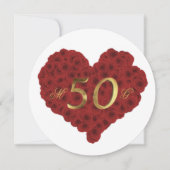50e Jubileum Rood rozen Hart Elegant Kaart (Voorkant)
