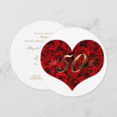 50e Jubileum Rood rozen Hart Elegant Kaart (Voorkant / Achterkant)