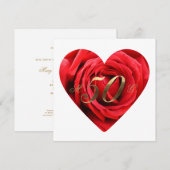 50e Jubileum Rood rozen Hart Elegant Kaart (Voorkant / Achterkant)