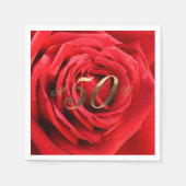 50e Jubileum Rood rozen Hart Elegant Servet (Voorkant)