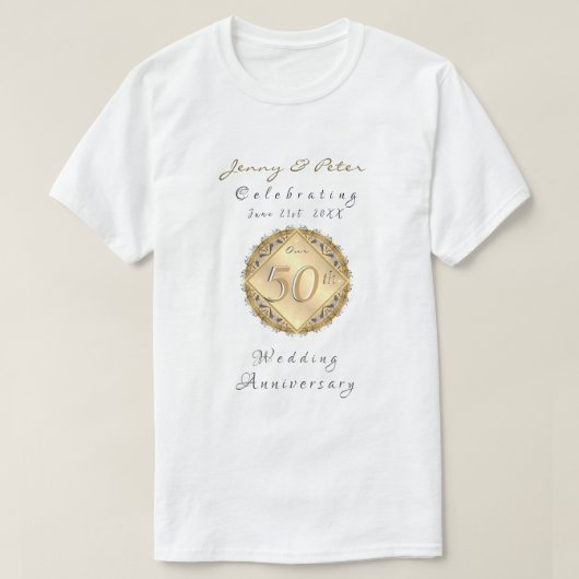 50e Jubileum Roos Gold Color T-Shirt (Design voorkant)