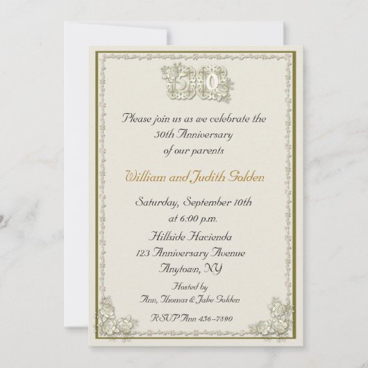 50e Jubileum Roos Uitnodiging (Voorkant)