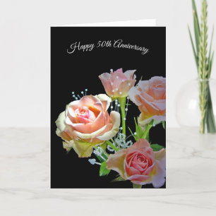 50e Jubileum Rose Bouquet op zwart Kaart