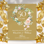 50e Jubileum Rozen Garland Welkomstteken Poster<br><div class="desc">Met een delicaat waterverf bloemetjesland kan dit botanische 50ste trouwdag-welkomstbord gepersonaliseerd worden met je speciale gouden verjaardagsinformatie in elegante tekst. Ontworpen door: Thisnotme©</div>