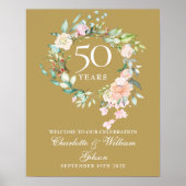 50e Jubileum Rozen Garland Welkomstteken Poster (Voorkant)