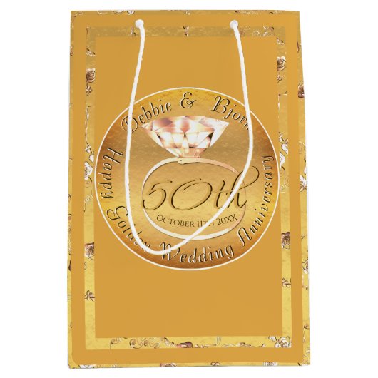 50e Jubileum Rozen Medium Cadeauzakje (Voorkant)