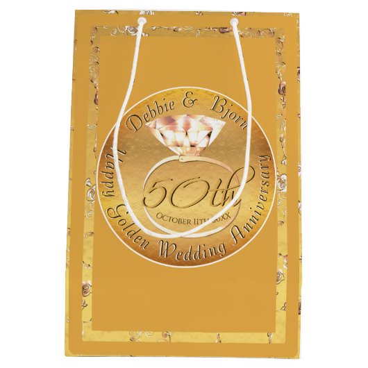 50e Jubileum Rozen Medium Cadeauzakje (Achterkant)