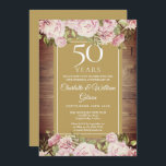50e Jubileum Rozen Roze Waterverf Rozen Kaart<br><div class="desc">Deze  verjaardagsuitnodiging met rozen tuinen op een rustige houten achtergrond kan worden gepersonaliseerd met je speciale viering van 50 jaar,  met een gouden achtergrond aan de andere kant. Ontworpen door: Thisnotme©</div>