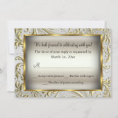 50e Jubileum RSVP Gold Bow & Floral Swirl Kaart (Achterkant)
