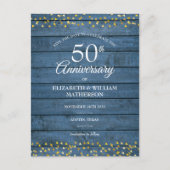 50e Jubileum Rustic Gold Hearts Sla de datum op Aankondigingskaart (Voorkant)
