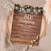 50e Jubileum Rustic Gold Hearts Sla de datum op Aankondigingskaart