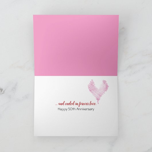 50e Jubileum Shoestring Heart en Sneakers Kaart (Binnen)