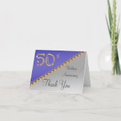 50e Jubileum Silver & Gold, Blauw Hartelijk dank Bedankkaart (Voorkant)