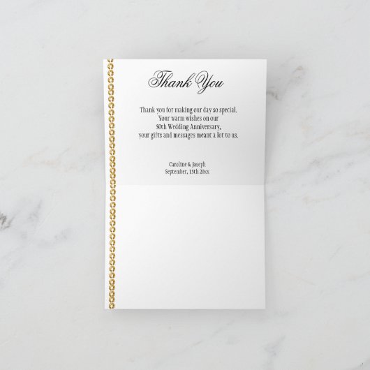 50e Jubileum Silver & Gold, Groene dank Bedankkaart (Binnen)